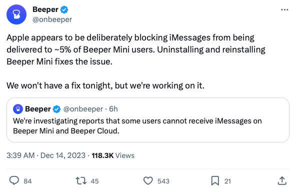 Beeper's post on X