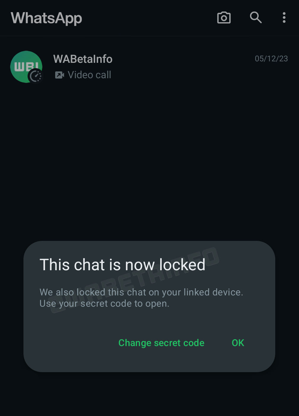 Whatsapp chat locked feature